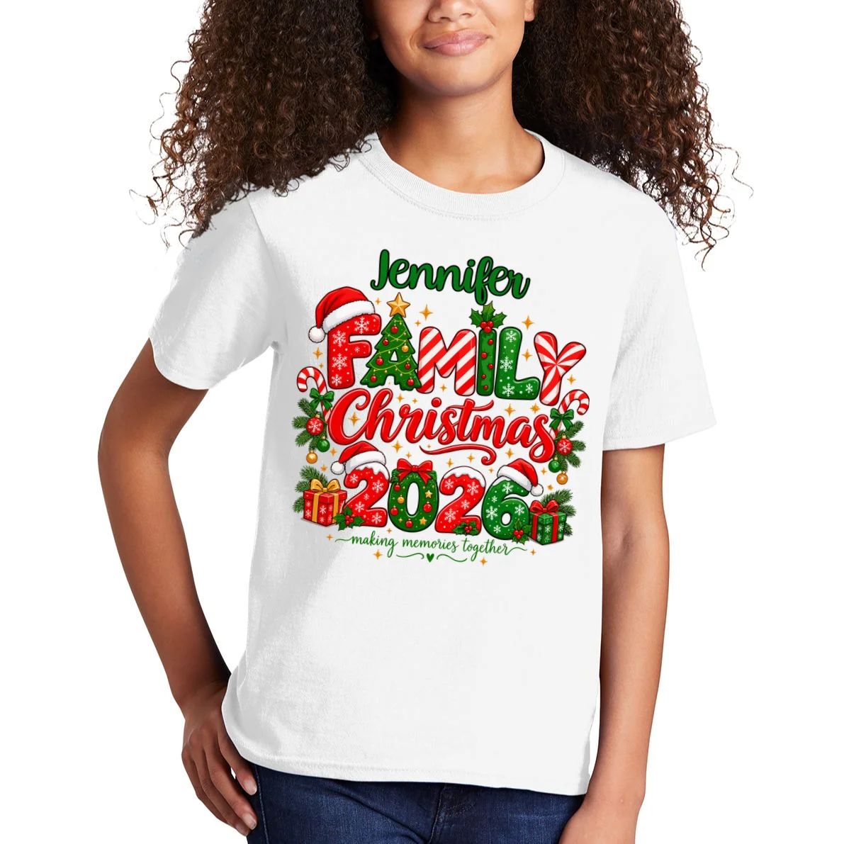 Merry Christmas 2026 – Festive Holiday Typography & Christmas Ornaments Design Kids T-Shirt - Front 1
