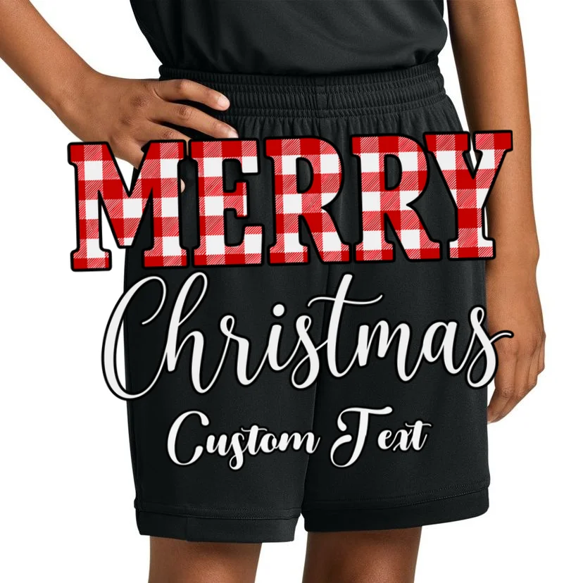Merry Christmas – Custom Text Graphic Kids Shorts - Front 1