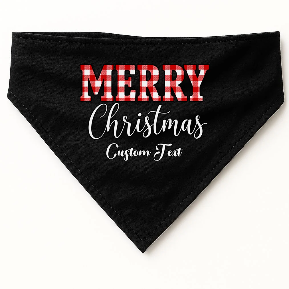 Merry Christmas – Custom Text Graphic Dog Bandana Front