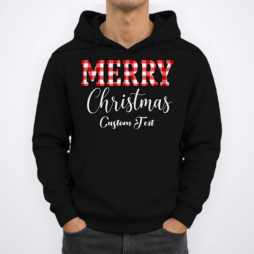Merry Christmas – Custom Text Graphic Men's Hoodie - Front 1