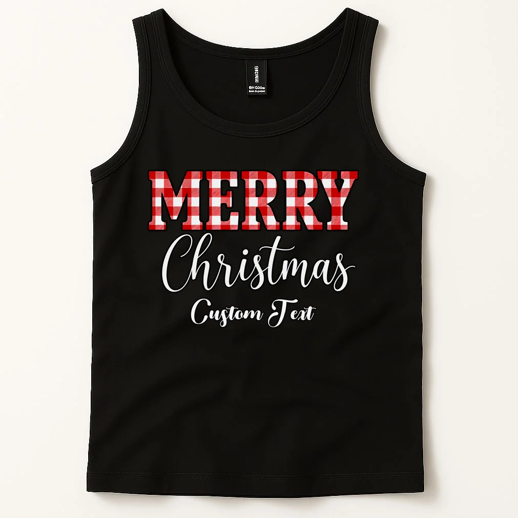 Merry Christmas – Custom Text Graphic Men's Tank Top - Front 1