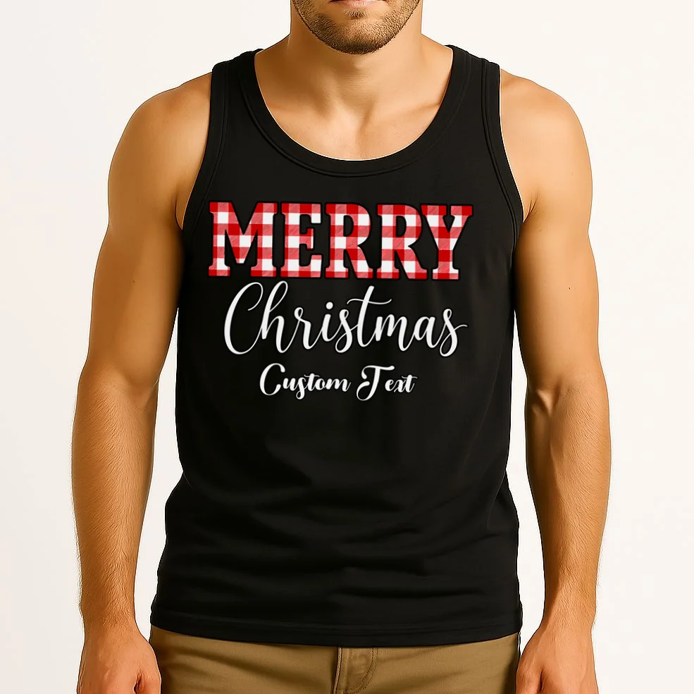 Merry Christmas – Custom Text Graphic Men's Tank Top - Front 2