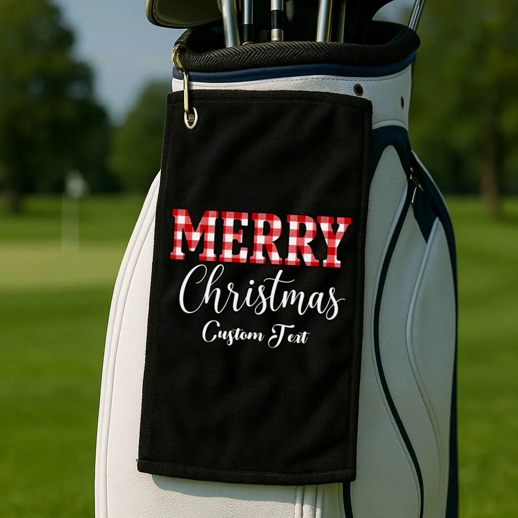 Merry Christmas – Custom Text Graphic Golf Towel - Front 2