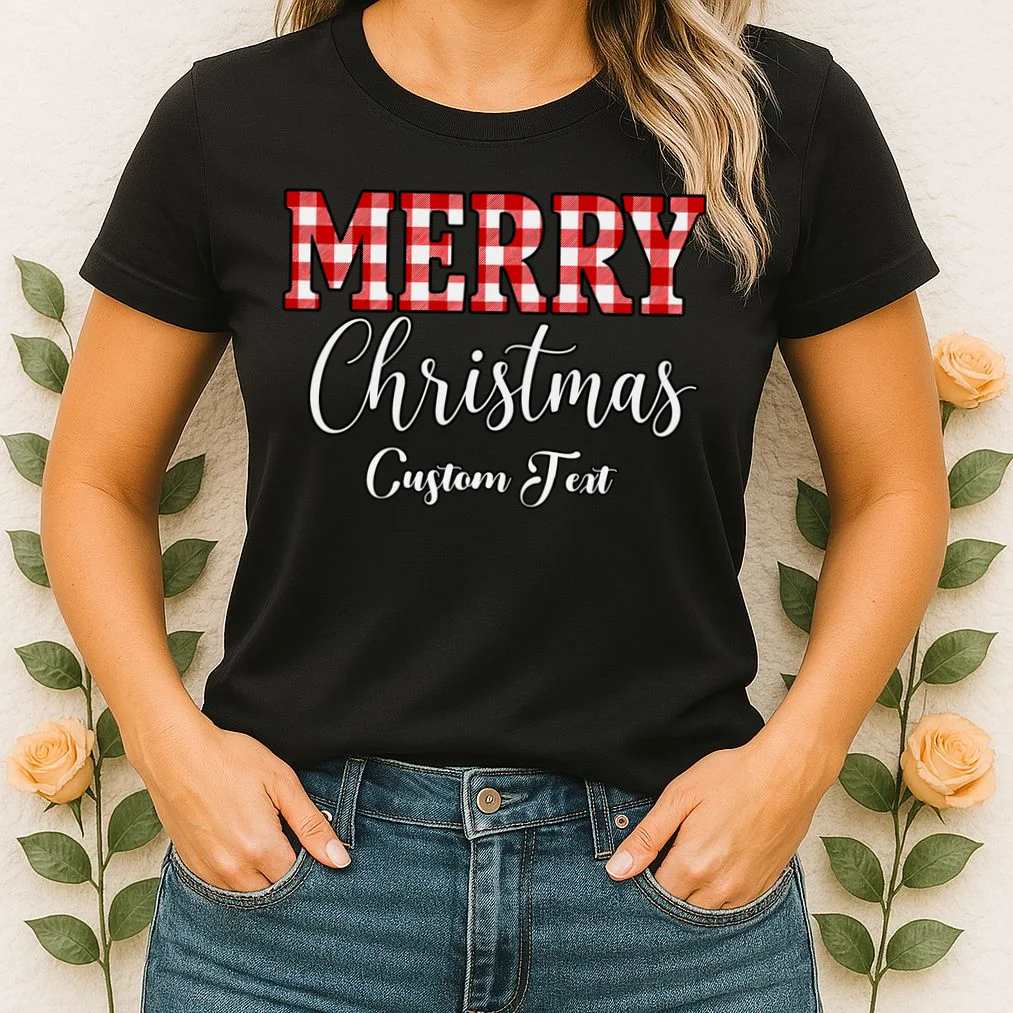 Merry Christmas – Custom Text Graphic Women's T-Shirt - Front 1