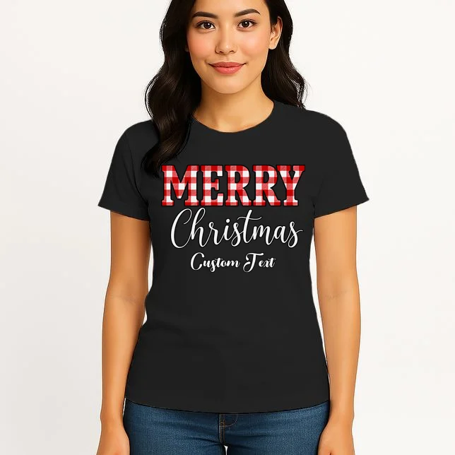 Merry Christmas – Custom Text Graphic Women's T-Shirt - Front 3
