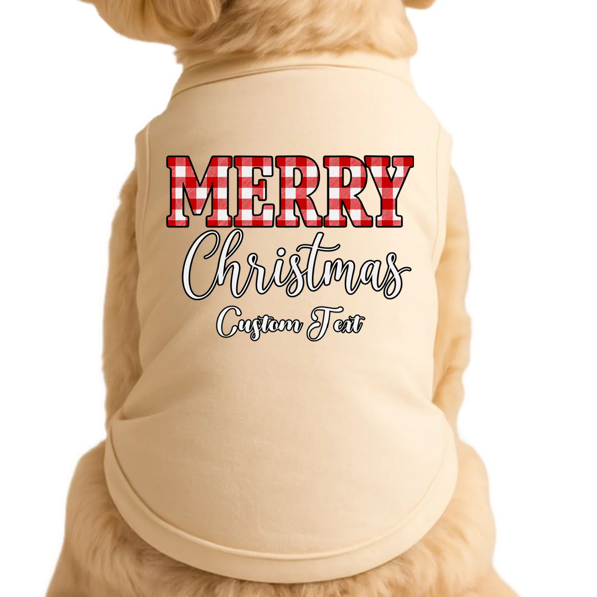 Merry Christmas – Custom Text Graphic Doggie Tank - Front