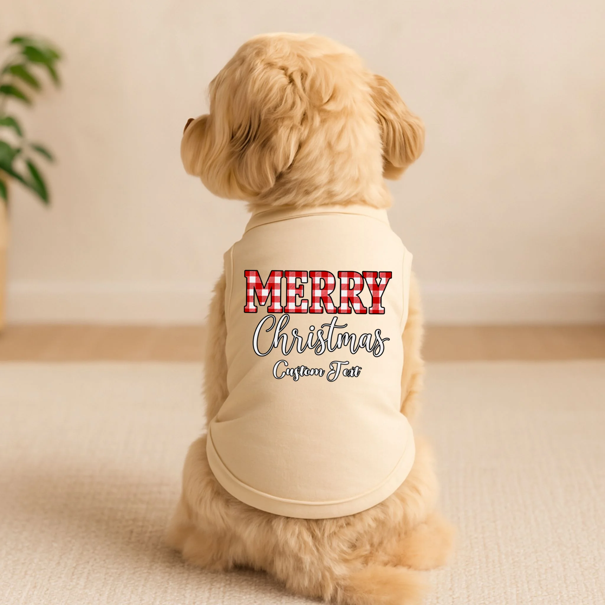 Merry Christmas – Custom Text Graphic Doggie Tank - Front 1