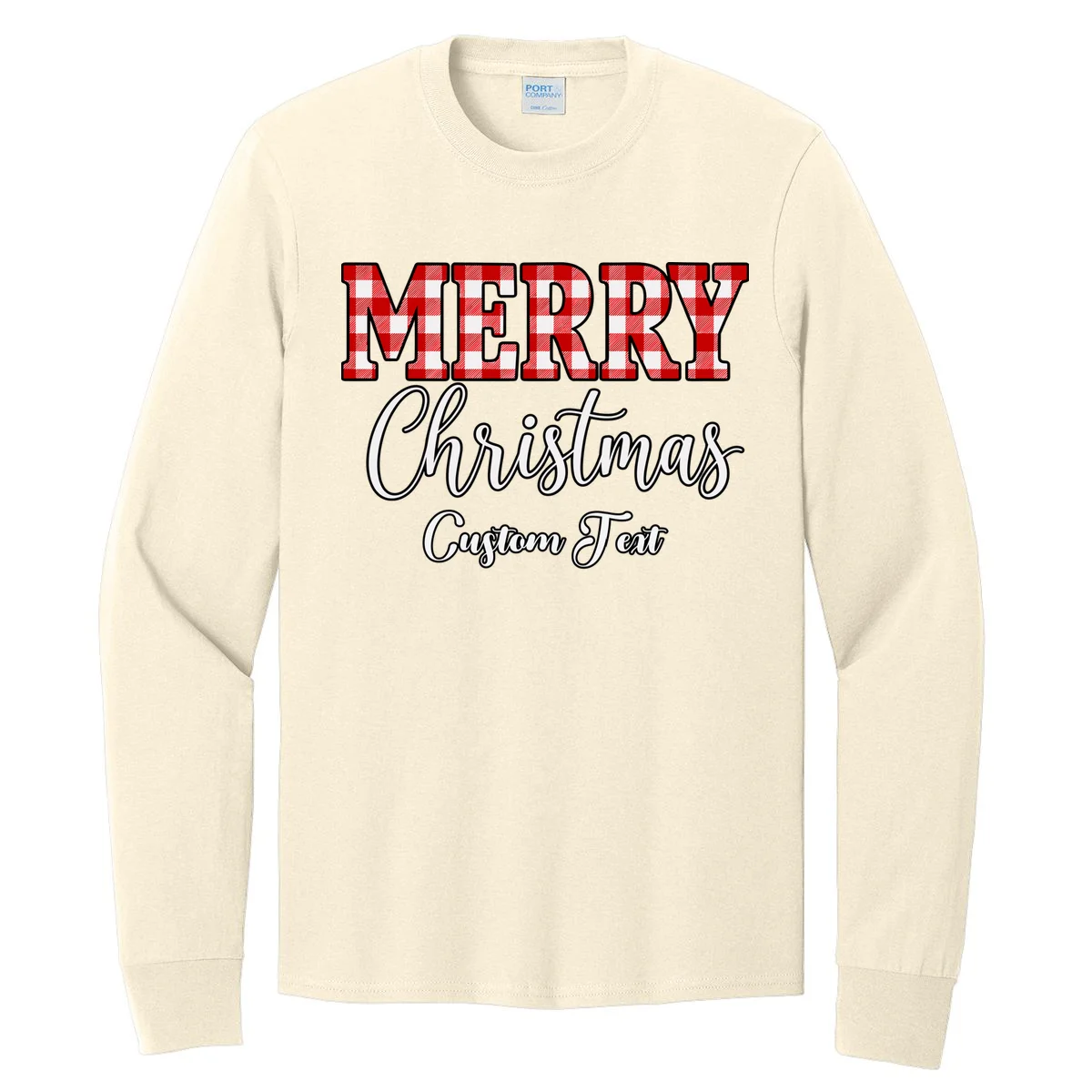 Merry Christmas – Custom Text Graphic Men's Long Sleeve Shirt - Front