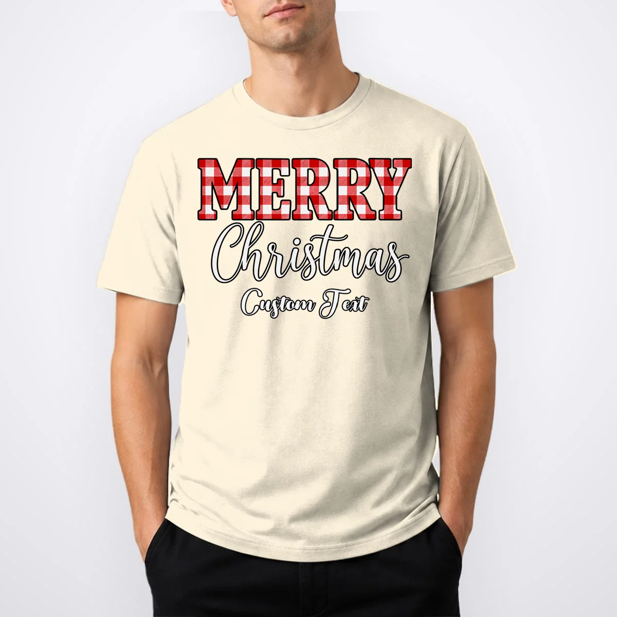 Merry Christmas – Custom Text Graphic Men's T-Shirt - Front 1