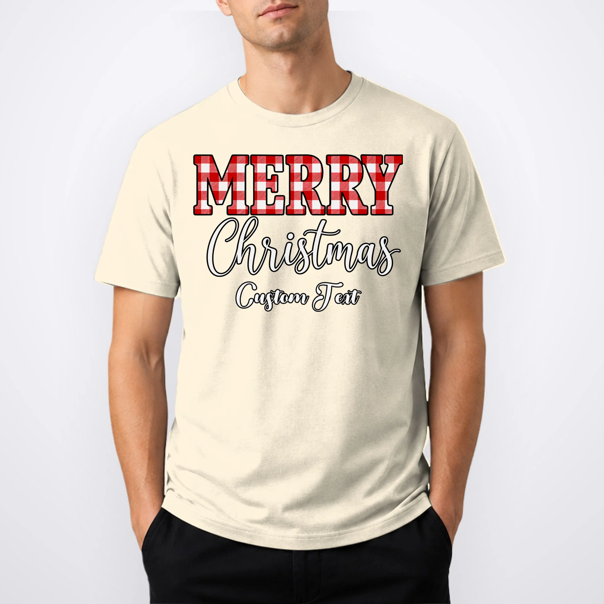 Merry Christmas – Custom Text Graphic Men's T-Shirt - Front 1