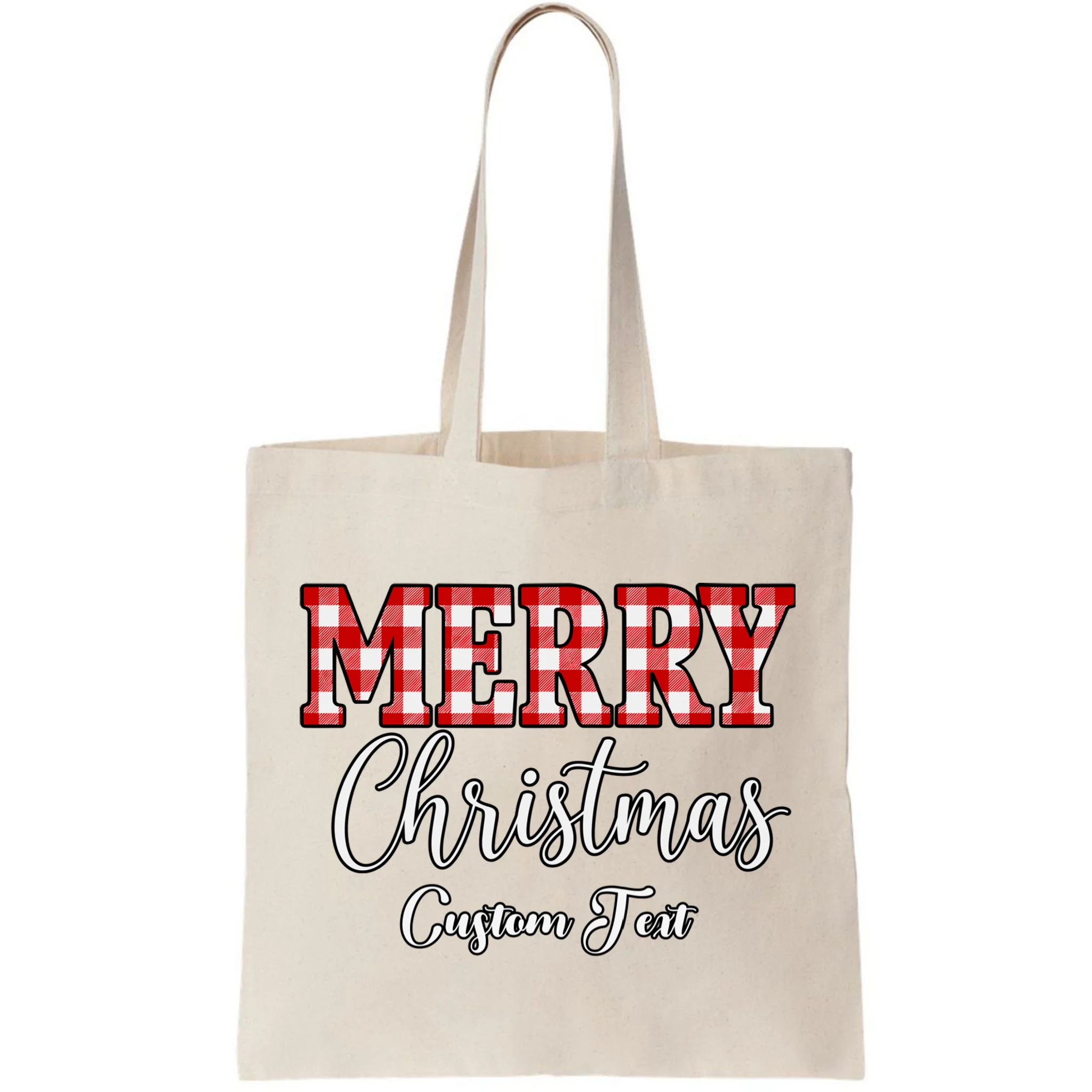 Merry Christmas – Custom Text Graphic Tote Bag - Front