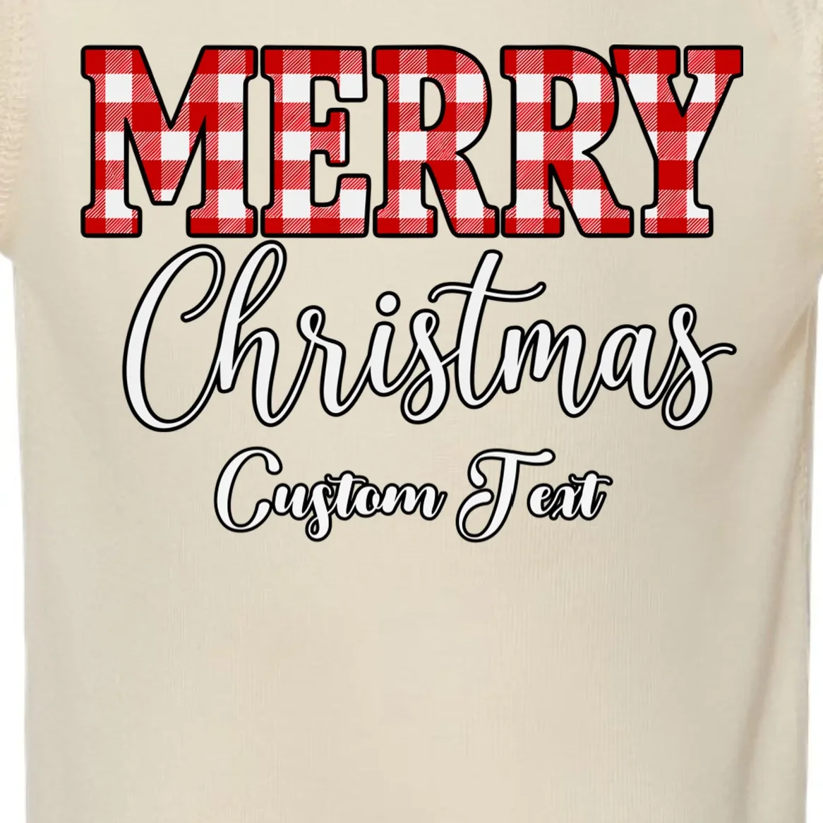 Merry Christmas – Custom Text Graphic Baby Bodysuit - Front - Close-up