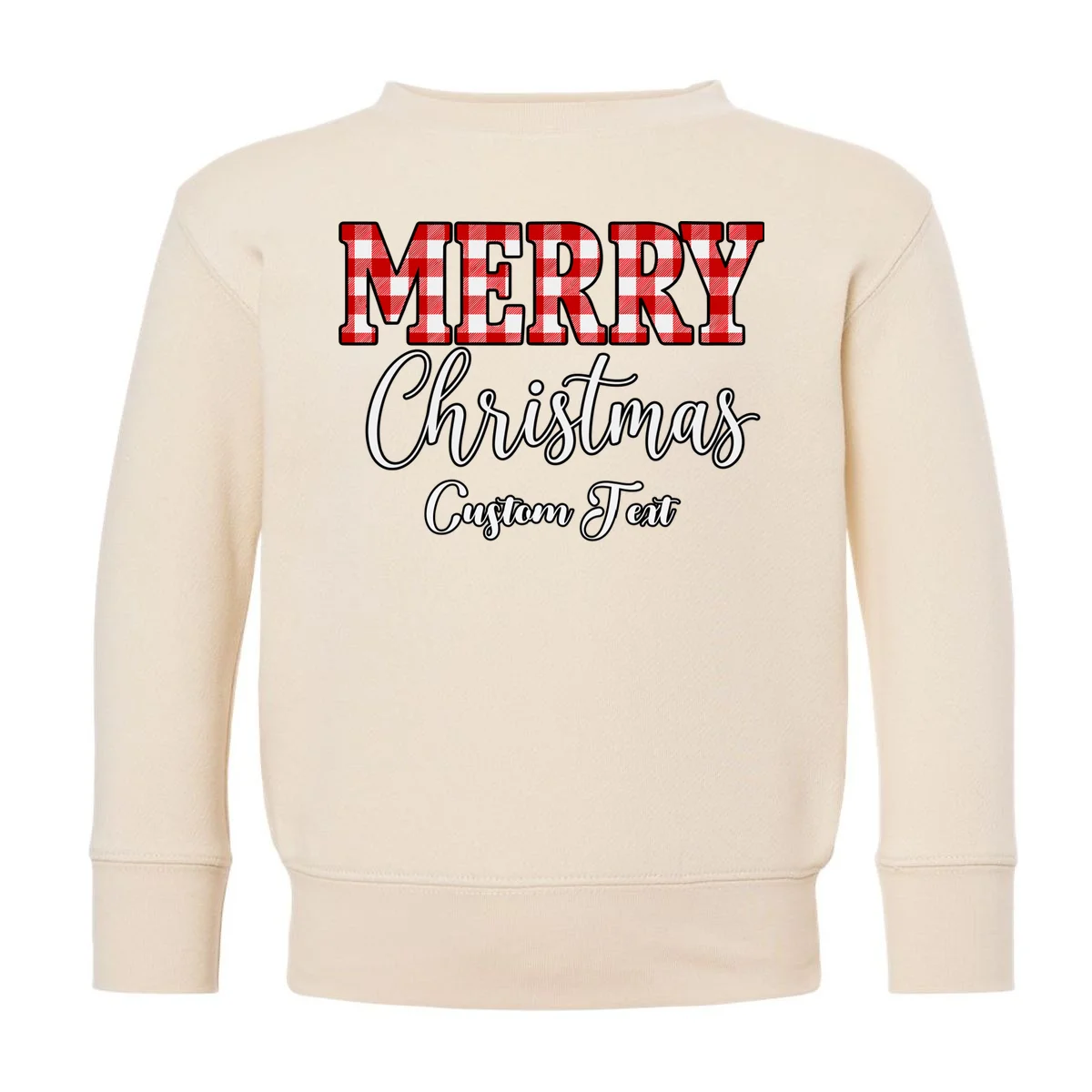 Merry Christmas – Custom Text Graphic Toddler Sweatshirt - Front