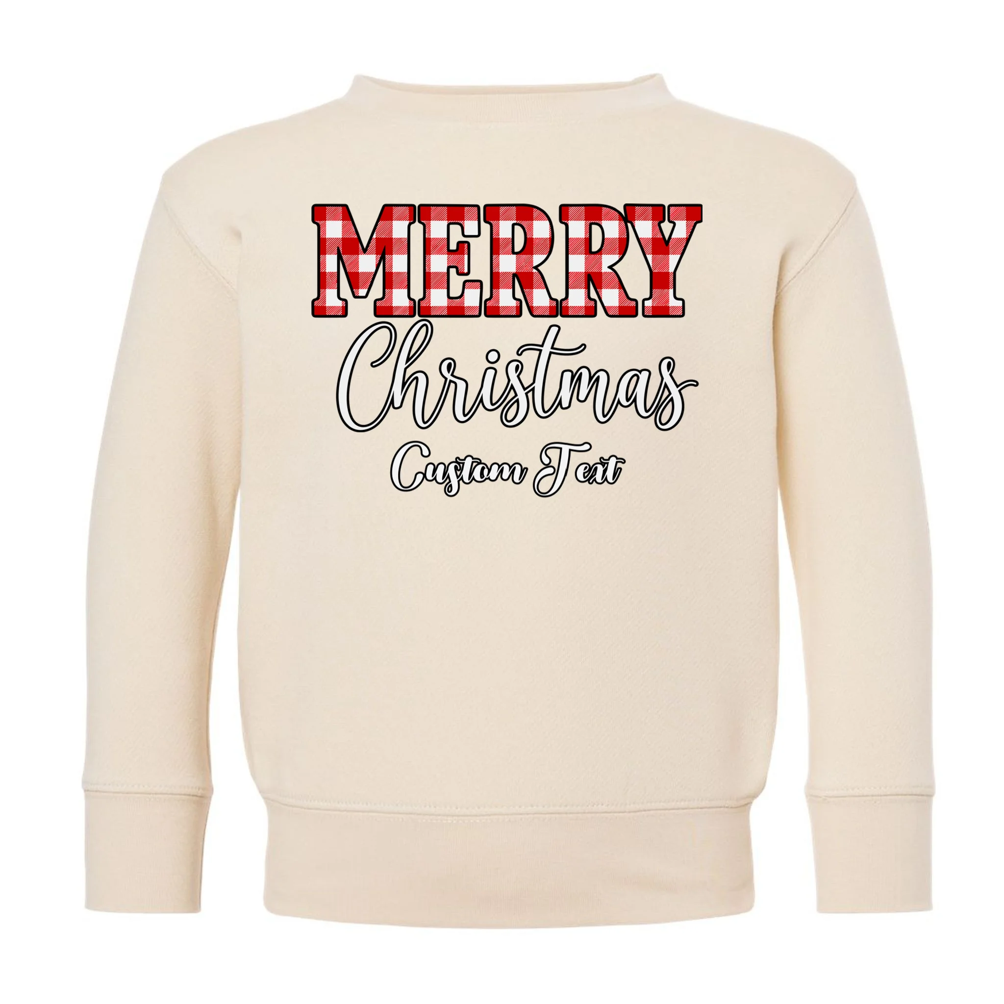 Merry Christmas – Custom Text Graphic Toddler Sweatshirt - Front