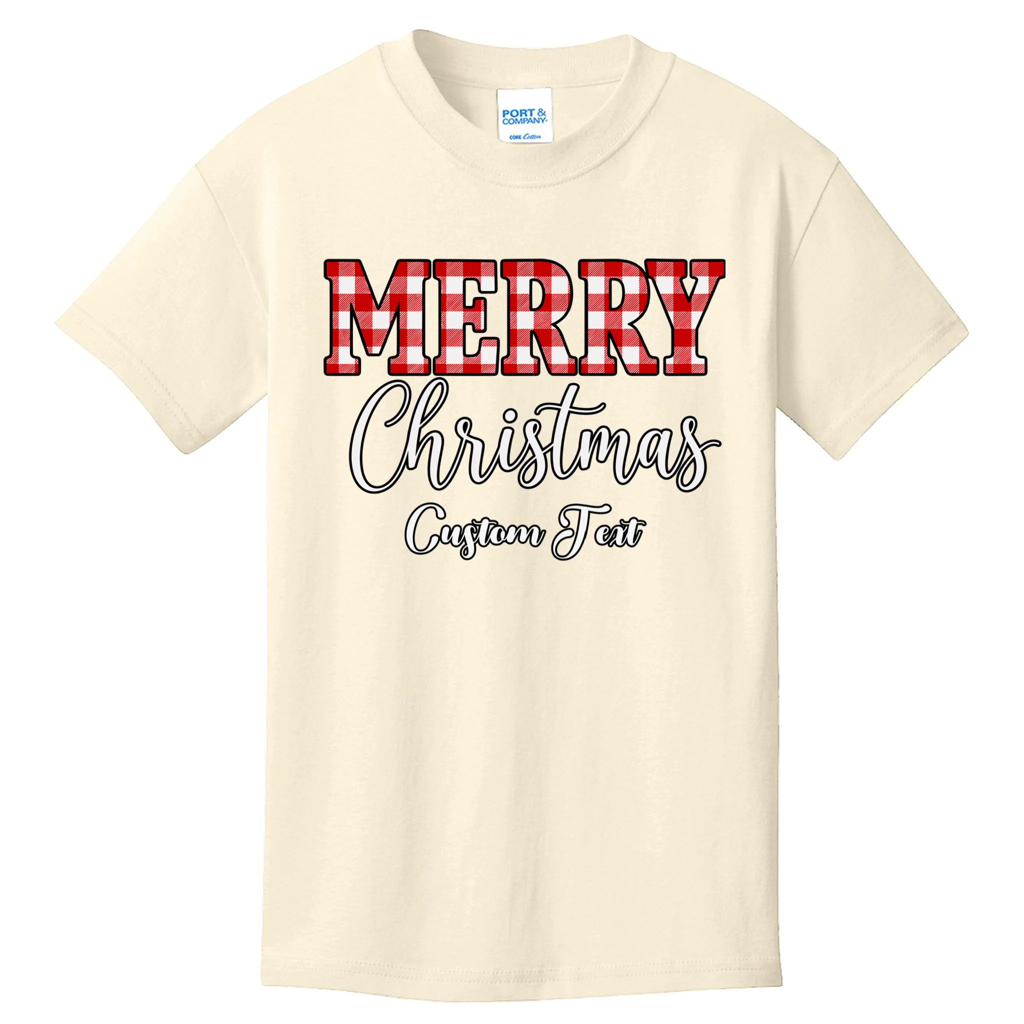 Merry Christmas – Custom Text Graphic Kids T-Shirt - Front