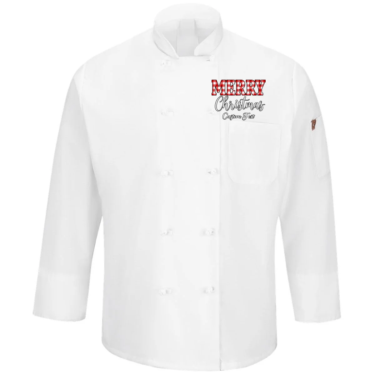 Merry Christmas – Custom Text Graphic Men's Chef Coat - Front