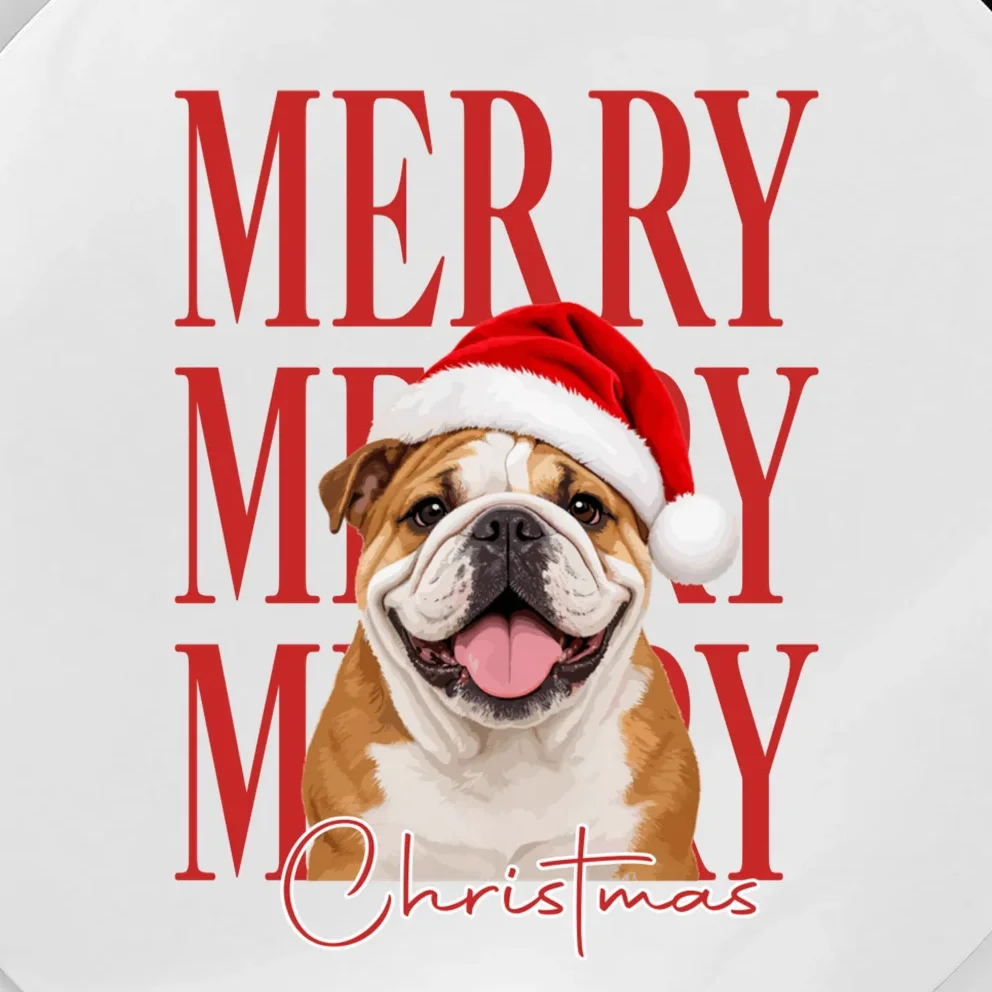 Merry Christmas Dog Personalized Photo Custom Gift - Christmas Pet Portrait Santa Hat Magnet - Front - Close-up