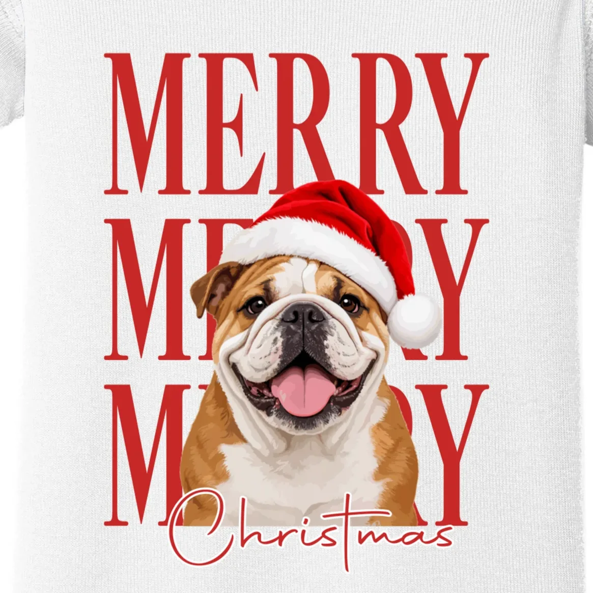 Merry Christmas Dog Personalized Photo Custom Gift - Christmas Pet Portrait Santa Hat Baby Bodysuit - Front - Close-up