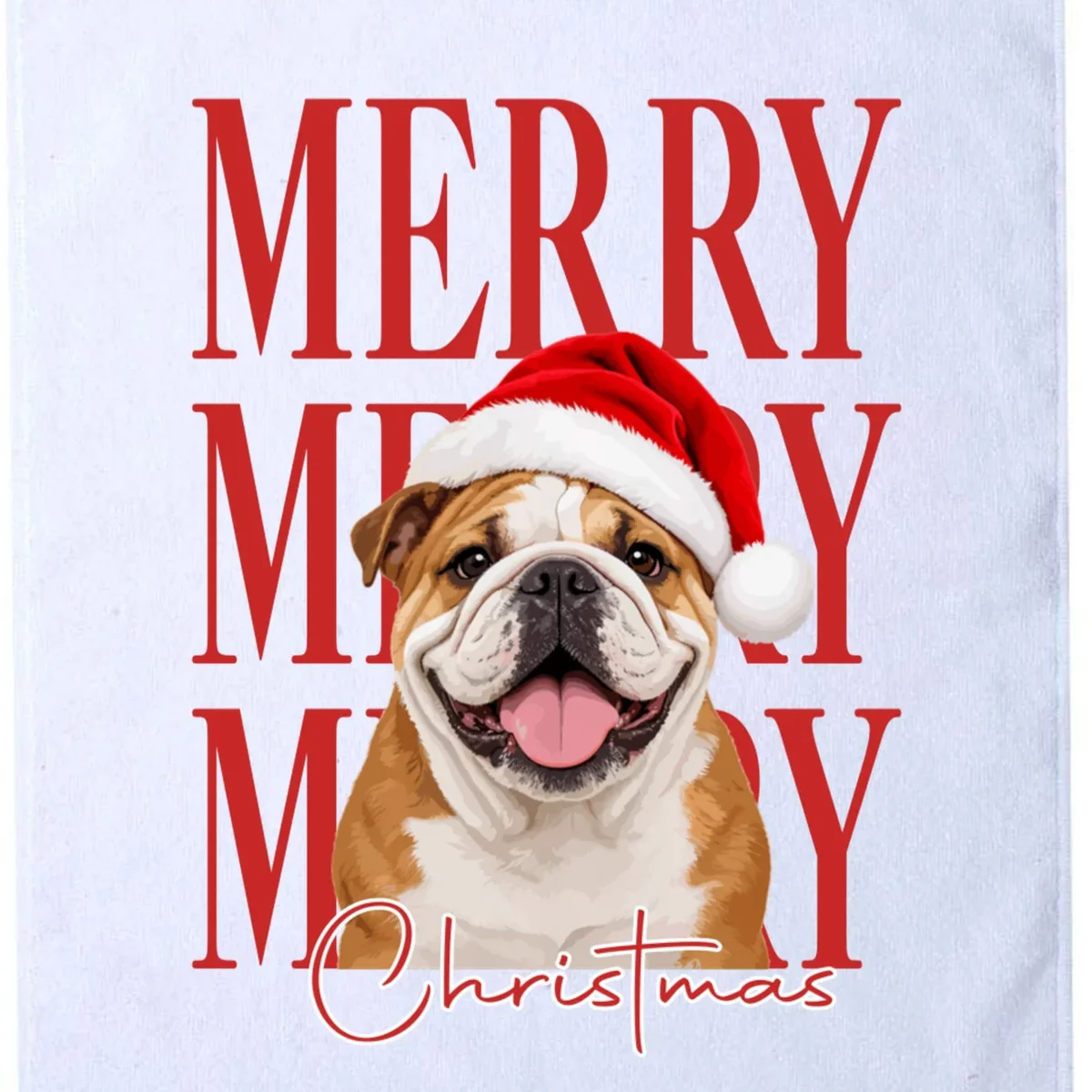 Merry Christmas Dog Personalized Photo Custom Gift - Christmas Pet Portrait Santa Hat Golf Towel - Front - Close-up