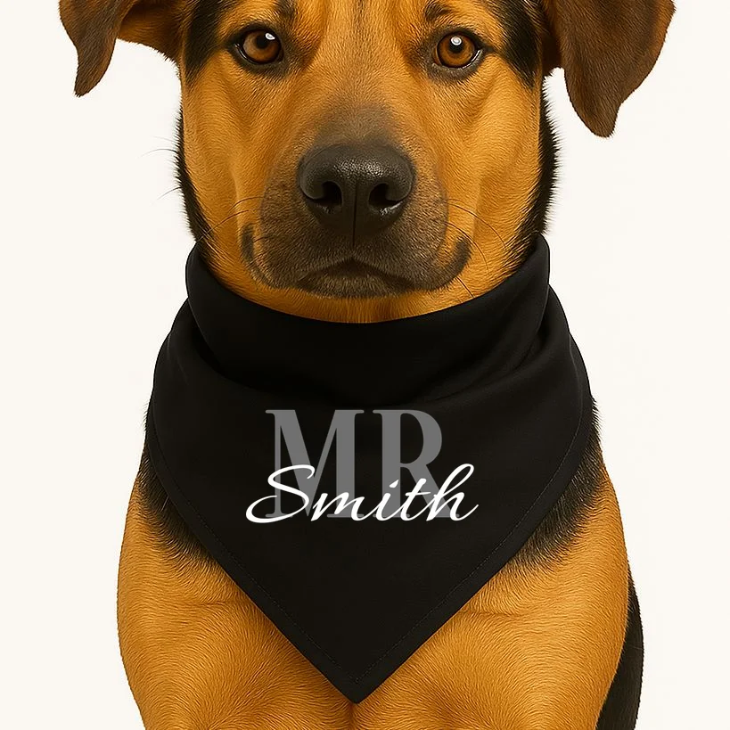 MR. Custom Name Customizable Dog Bandana - Front 1