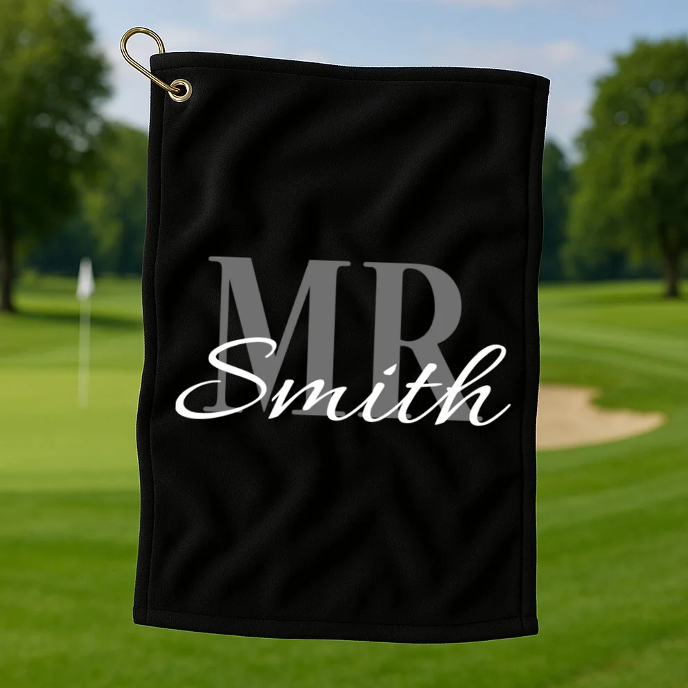 MR. Custom Name Customizable Golf Towel - Front 1