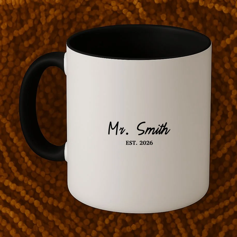 Mrs Custom Text Coffee Mug - Front 1