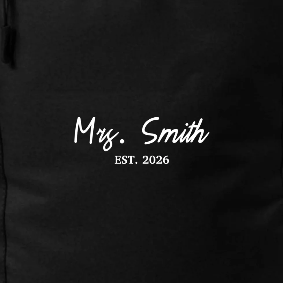 Mrs Custom Text Personalized Last Name Backpack - Front - Close-up