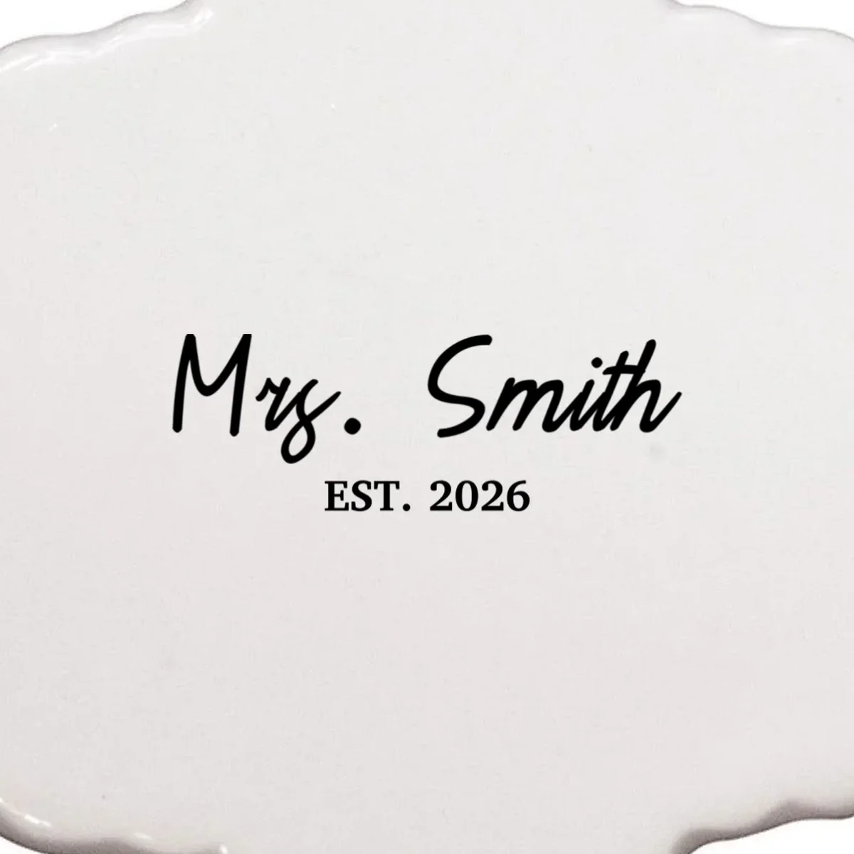 Mrs Custom Text Personalized Last Name Ornament - Front - Close-up