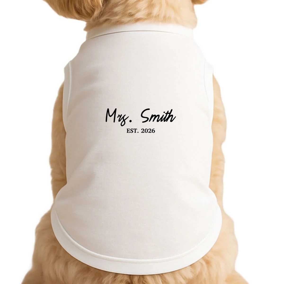 Mrs Custom Text Personalized Last Name Doggie Tank - Front