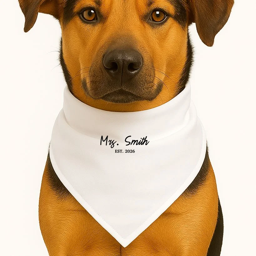 Mrs Custom Text Personalized Last Name Dog Bandana - Front 1