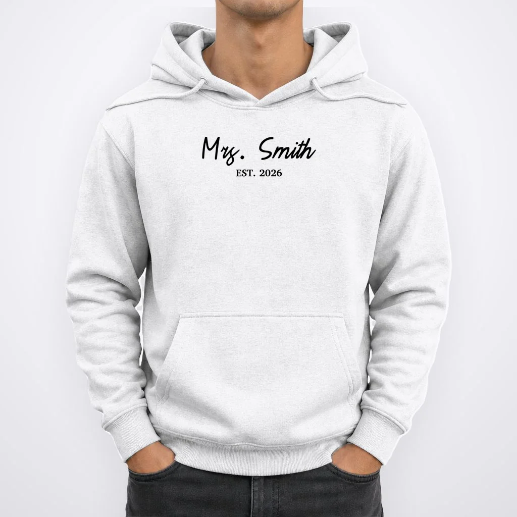 Mrs Custom Text Personalized Last Name Hoodie - Front 1