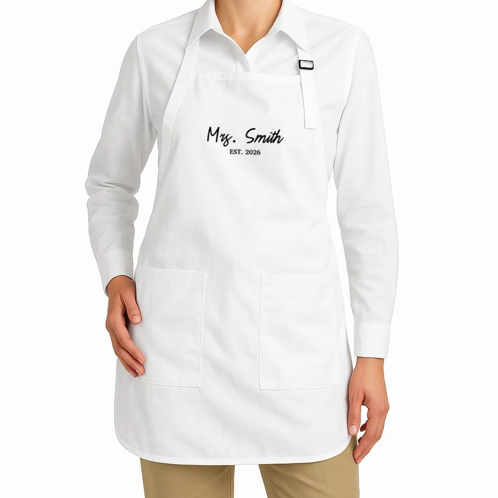 Mrs Custom Text Personalized Last Name Apron - Front 1