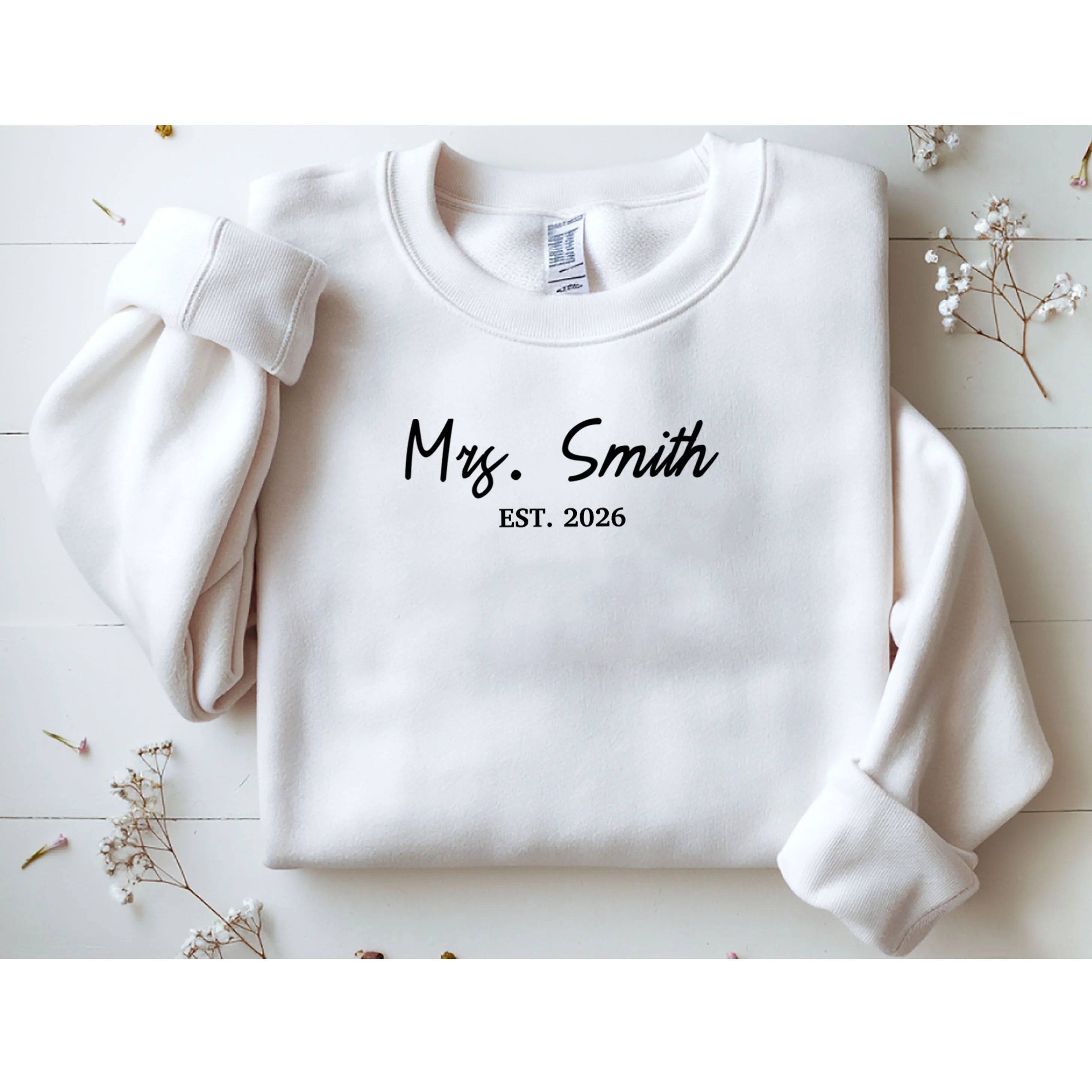 Mrs Custom Text Personalized Last Name Sweatshirt - Front 1