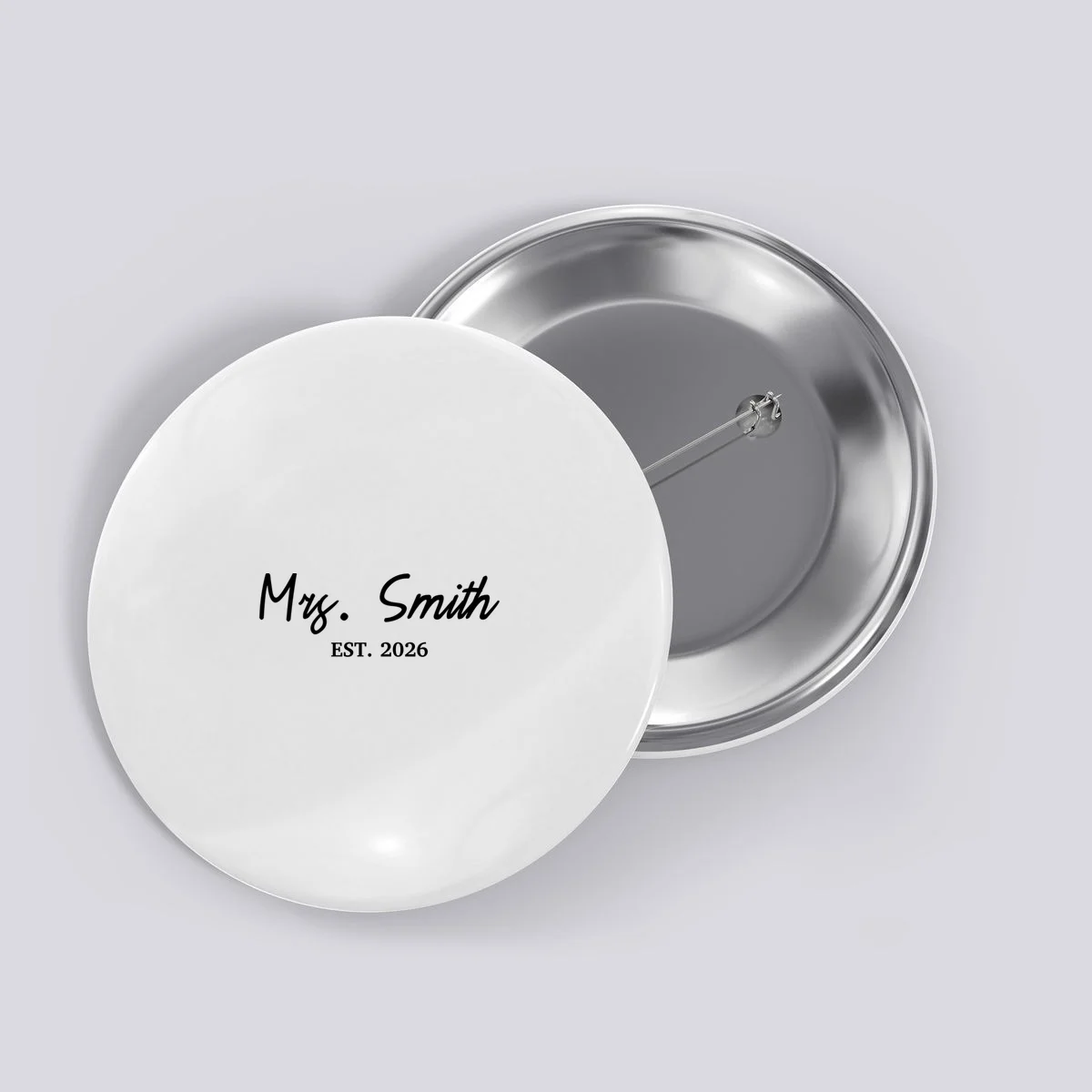 Mrs Custom Text Personalized Last Name Button - Front