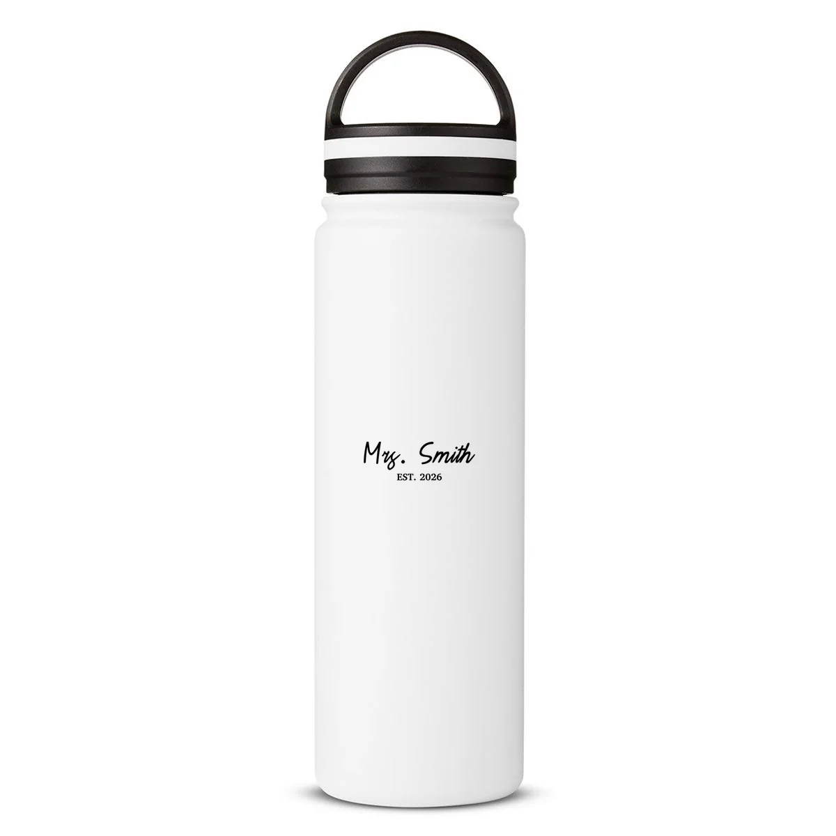 Mrs Custom Text Personalized Last Name 24oz Water Bottle - Front