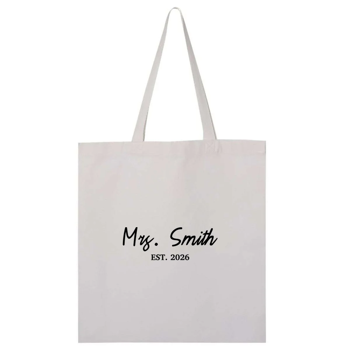 Mrs Custom Text Personalized Last Name Tote Bag - Front