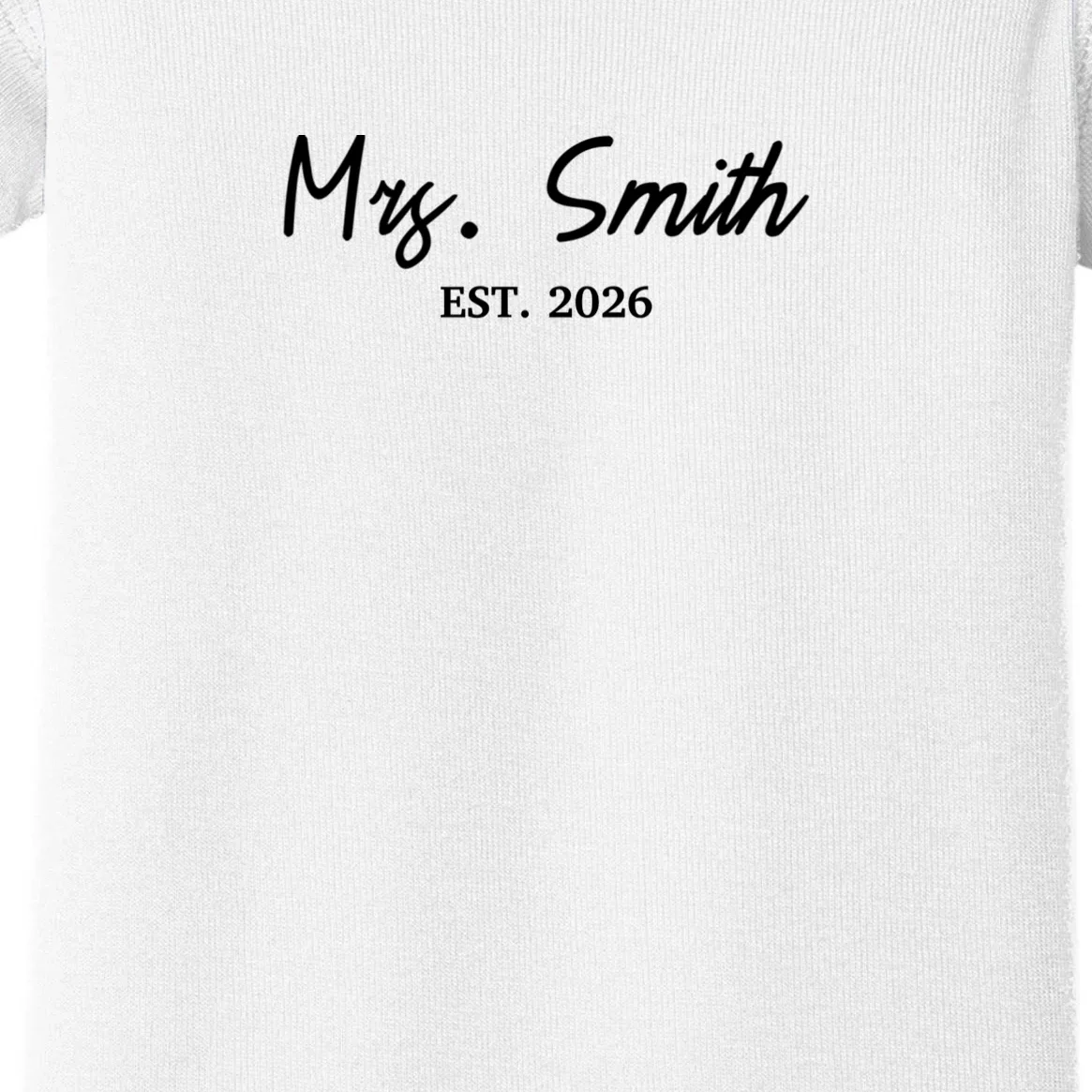 Mrs Custom Text Personalized Last Name Baby Bodysuit - Front - Close-up