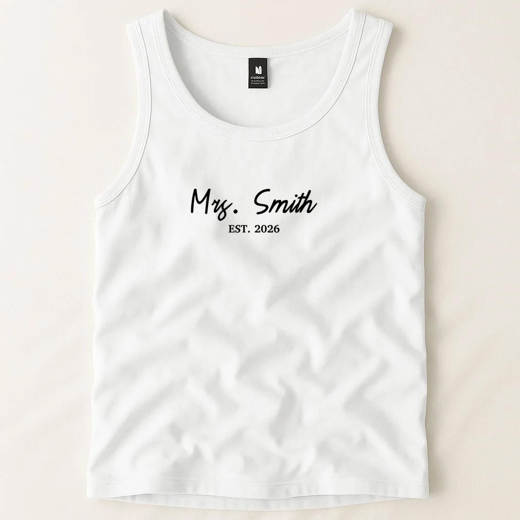 Mrs Custom Text Personalized Last Name Tank Top - Front 1