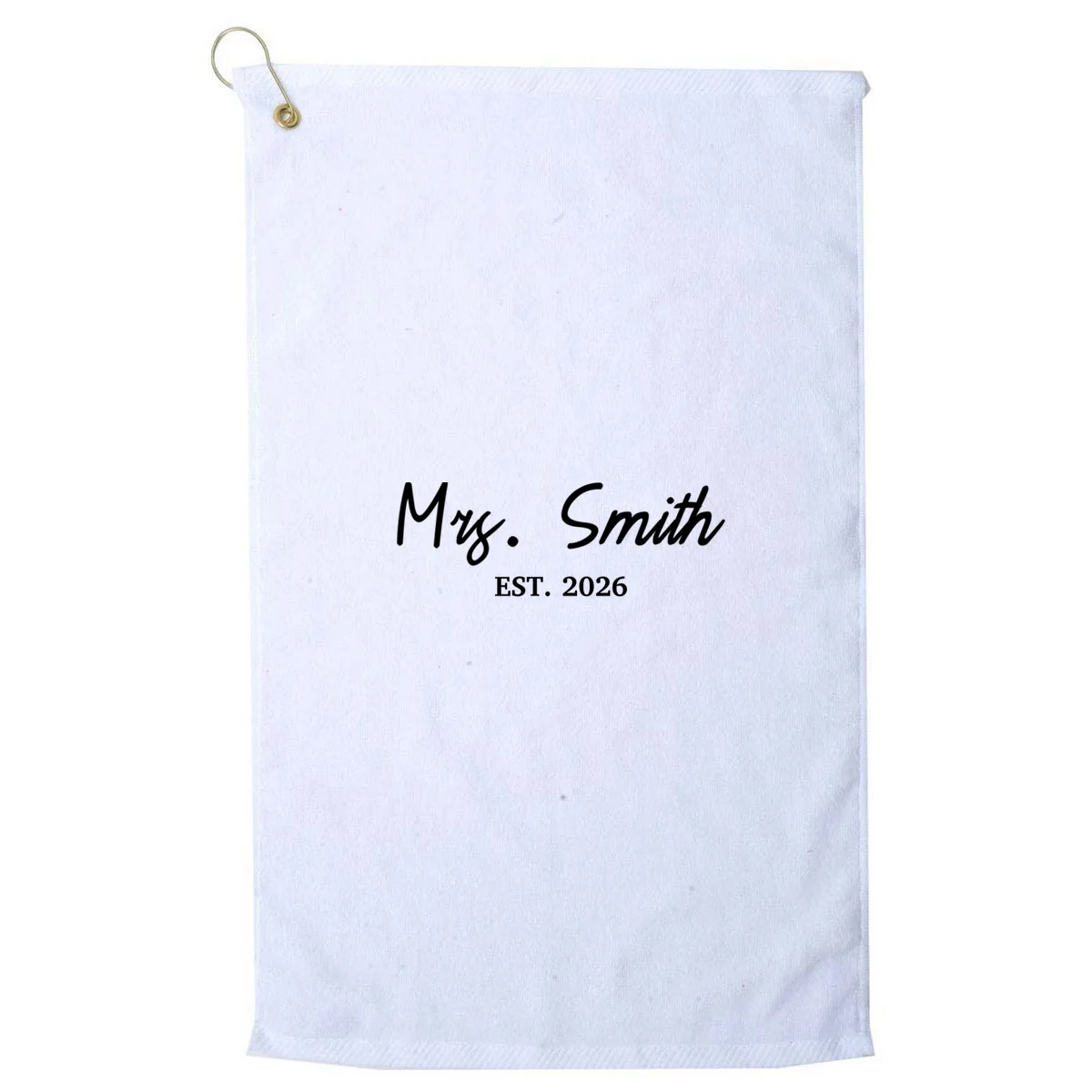 Mrs Custom Text Personalized Last Name Golf Towel - Front