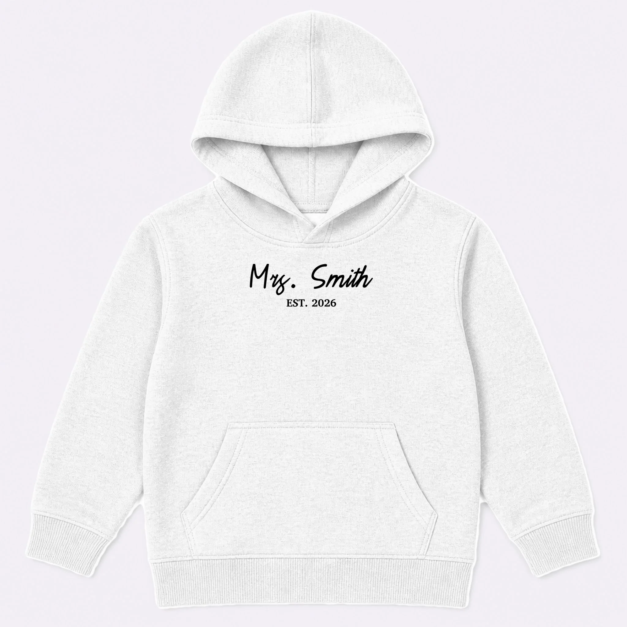Mrs Custom Text Personalized Last Name Kids Hoodie - Front