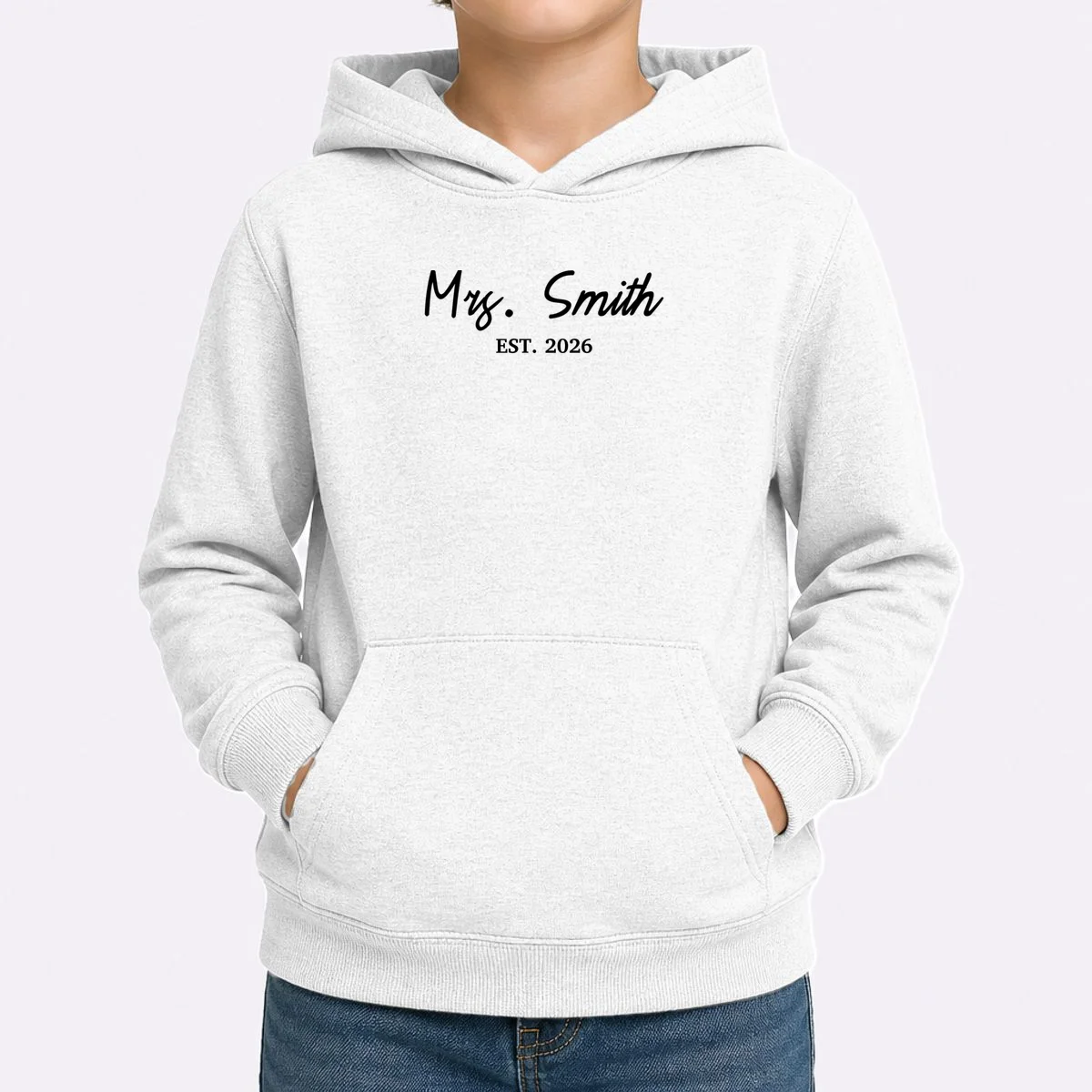 Mrs Custom Text Personalized Last Name Kids Hoodie - Front 1