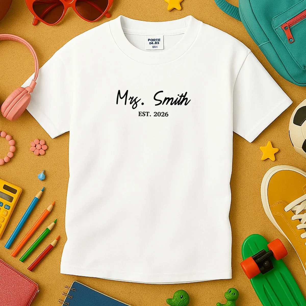 Mrs Custom Text Personalized Last Name Kids T-Shirt - Front 2