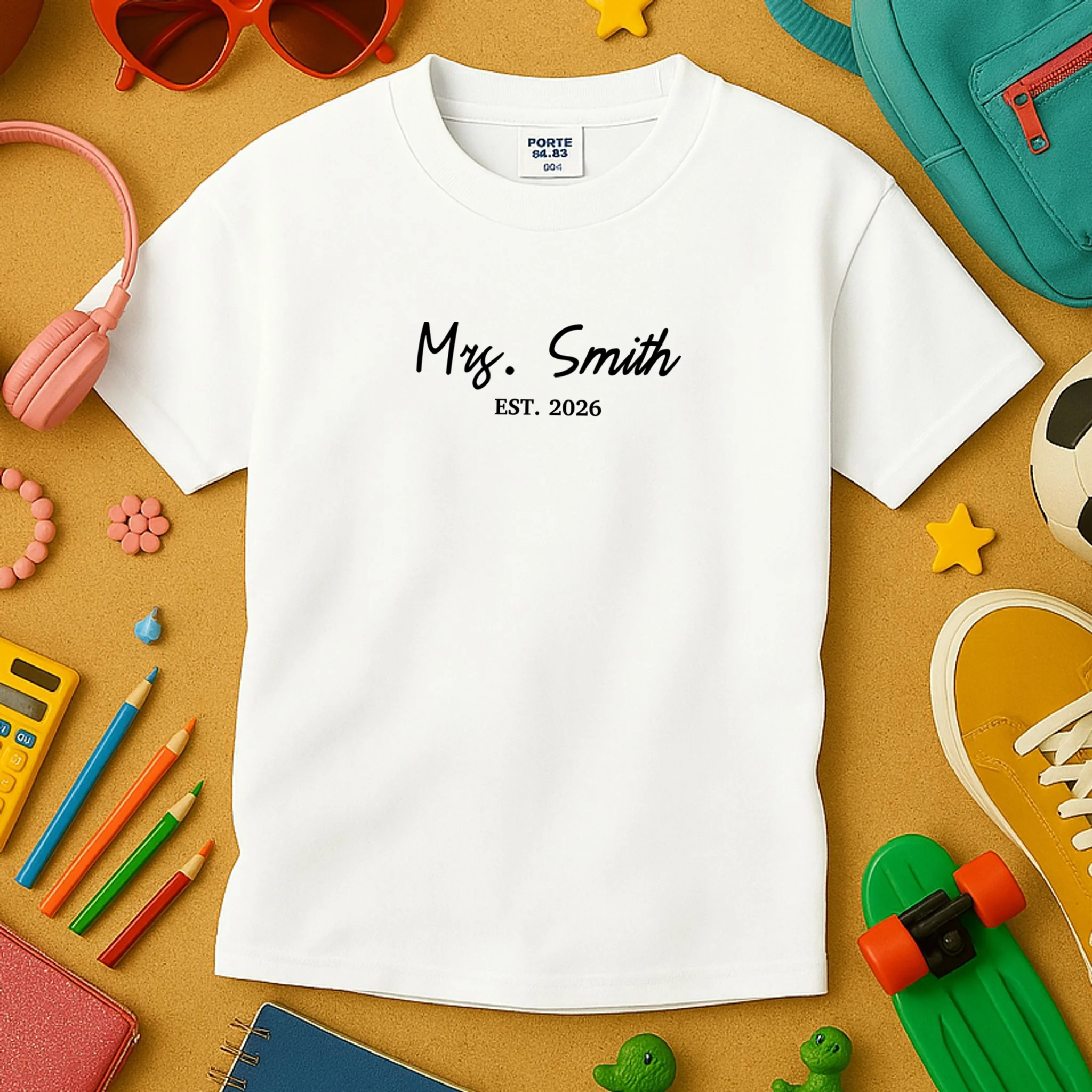 Mrs Custom Text Personalized Last Name Kids T-Shirt - Front 2