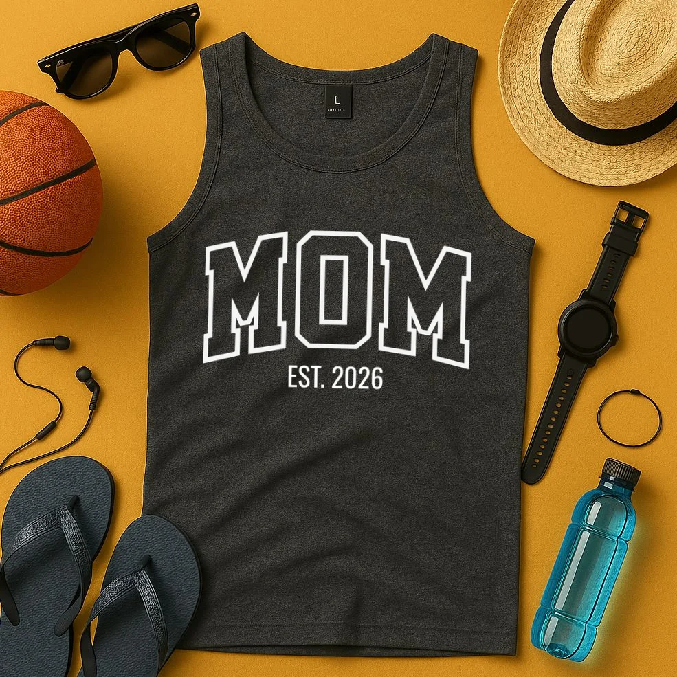MOM Custom Year New Mom Gift Tank Top - Front 3