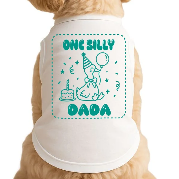 Mama & Dada First Birthday Personalized Gift - Cute Goose Illustration Birthday Design Doggie Tank Front