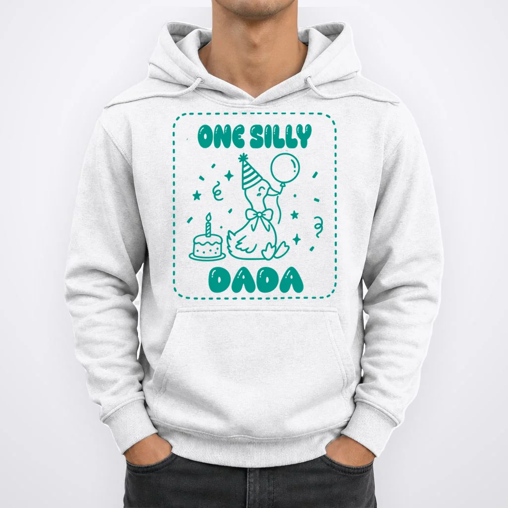 Mama & Dada First Birthday Personalized Gift - Cute Goose Illustration Birthday Design Men's Hoodie - Front 1