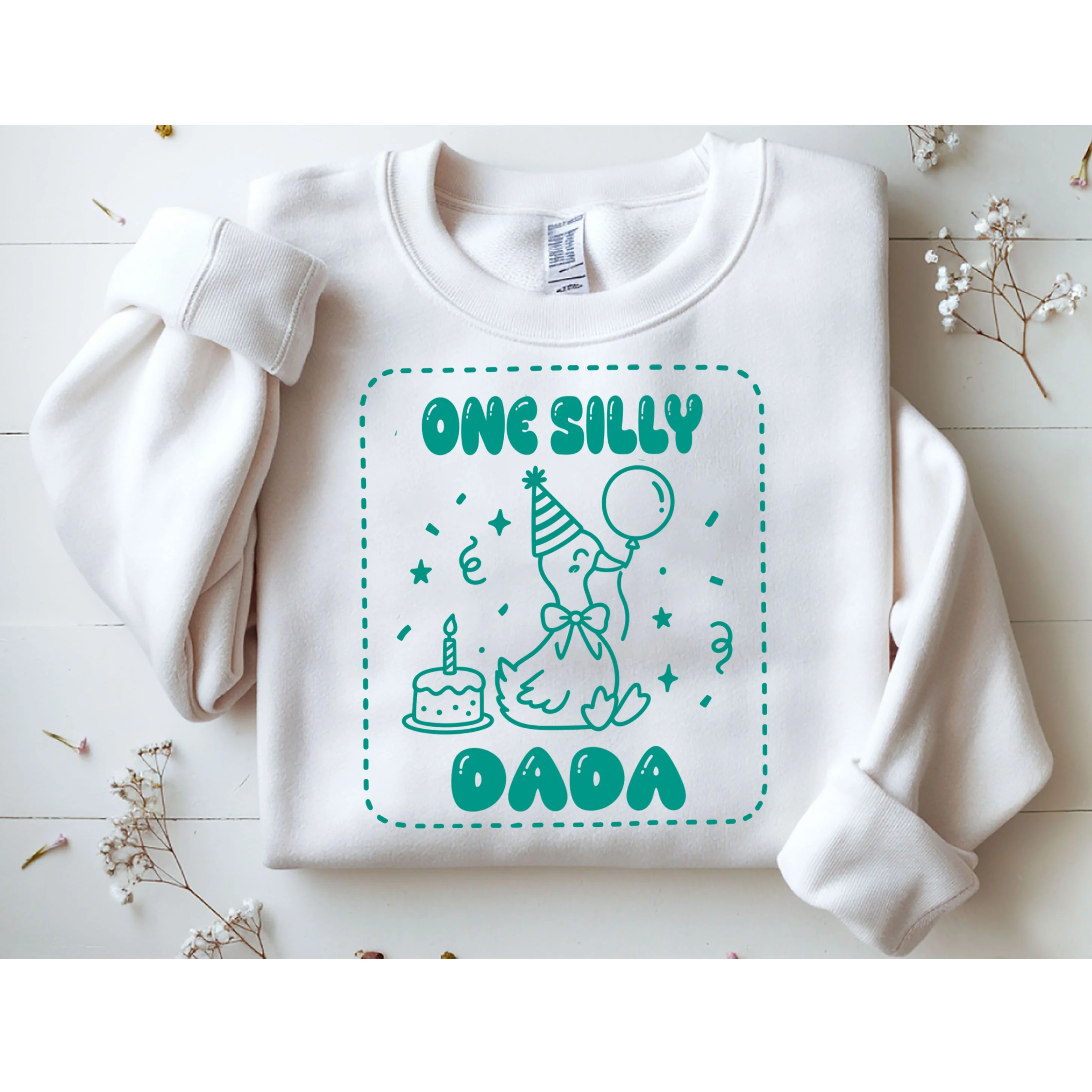 Mama & Dada First Birthday Personalized Gift - Cute Goose Illustration Birthday Design Men's Sweatshirt - Front 1