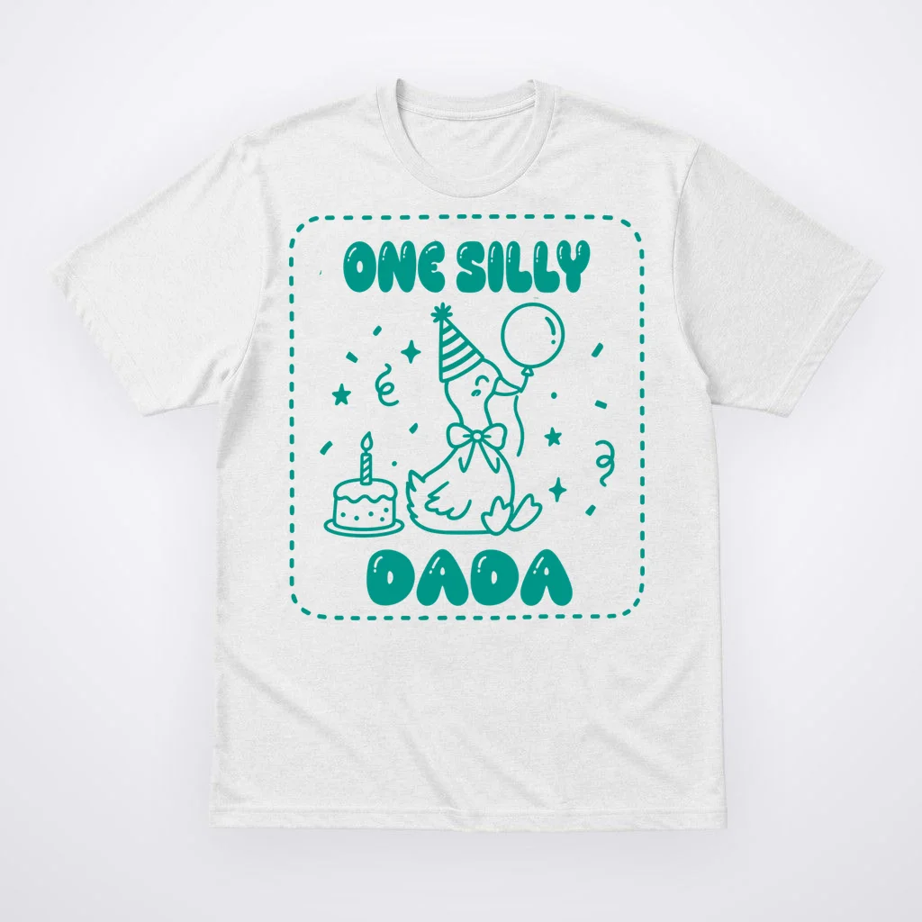 Mama & Dada First Birthday Personalized Gift - Cute Goose Illustration Birthday Design Men's T-Shirt Front