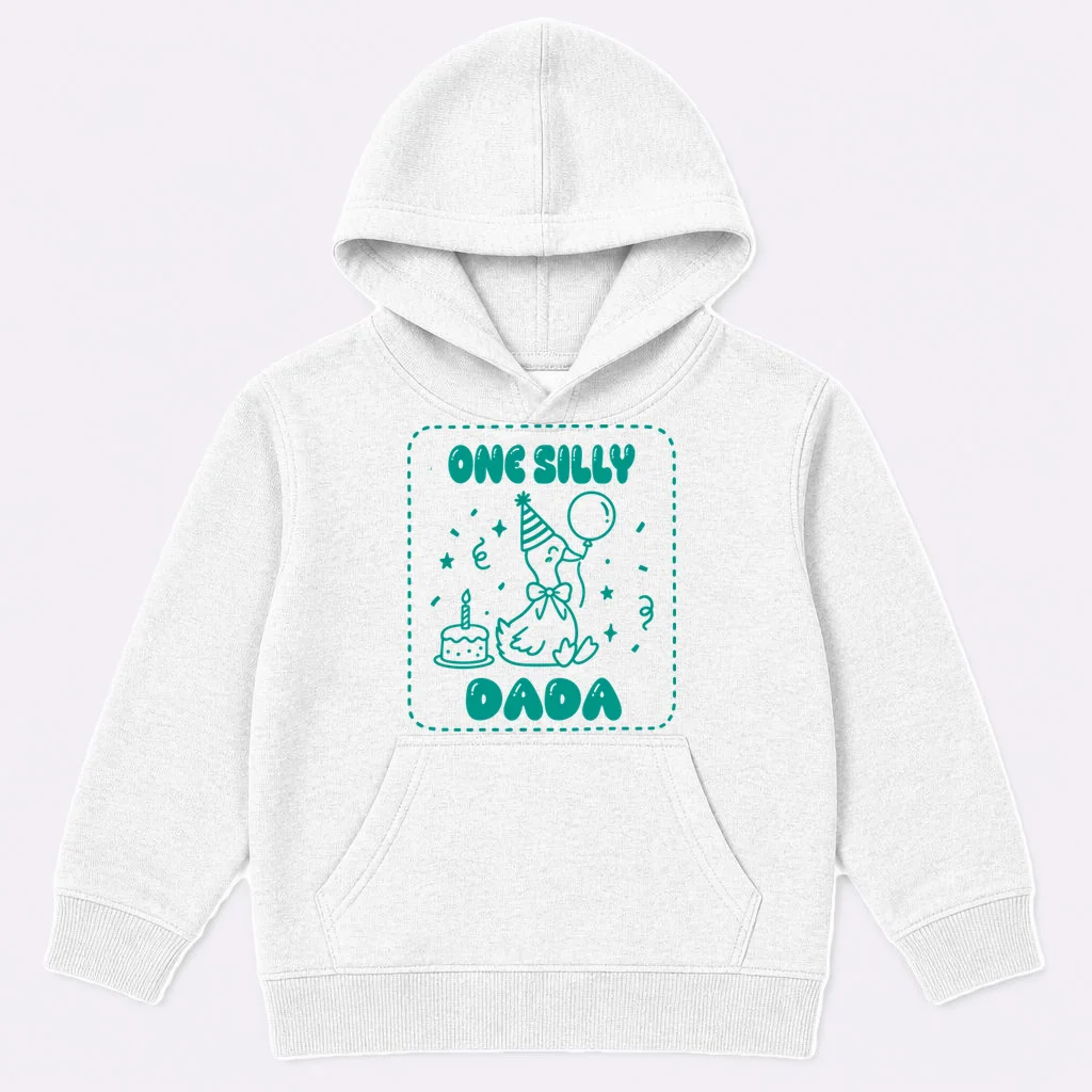 Mama & Dada First Birthday Personalized Gift - Cute Goose Illustration Birthday Design Kids Hoodie Front