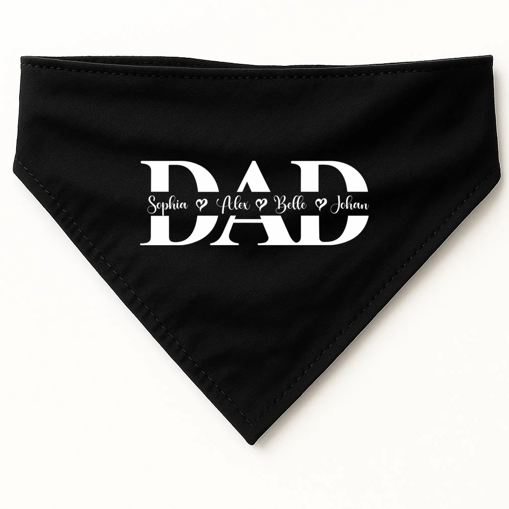 Mom Dad Name Custom Gift - Personalized Family Names - Celebrate mom and dad with a family names gift Dog Bandana Front